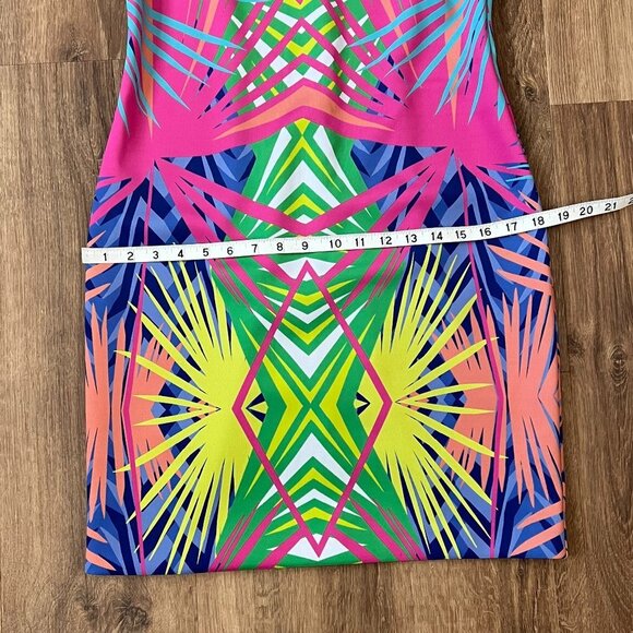 Alice & Trixie Claire Bright Palm Print Scuba Dress Sz M - Picture 8 of 13